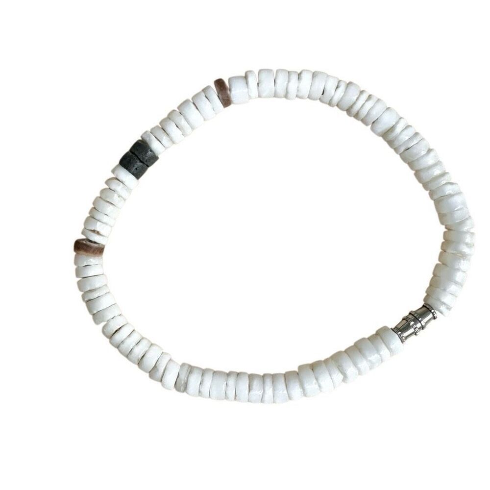 White Shell Heishi Bead Bracelet